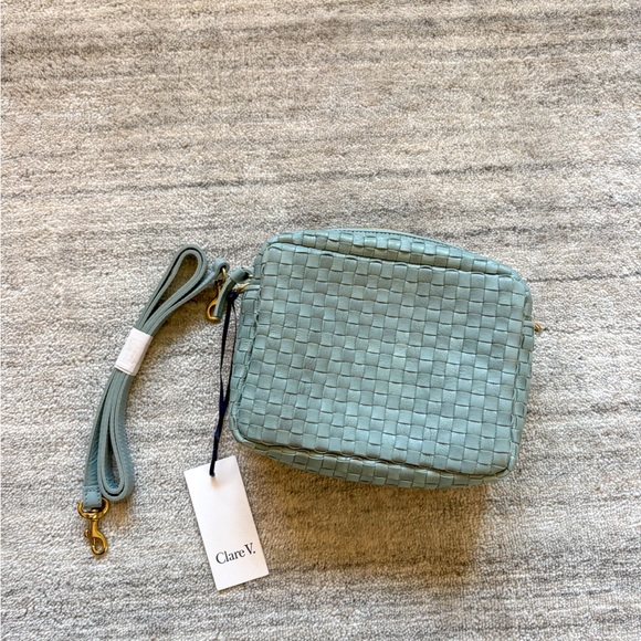 Clare V. Handbags - Clare V Woven Leather Crossbody Sage Green New With Tag